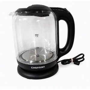 Chefman Electric Glass Kettle RJ11‑17‑GOPP 1.7L Fast-Boil Hot Water Kettle+Base